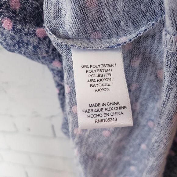 Studio B By Bobeau U Neck Scoop Neck Top Plus Size 1X Blue Pink Polka Dot NEW - Picture 7 of 9